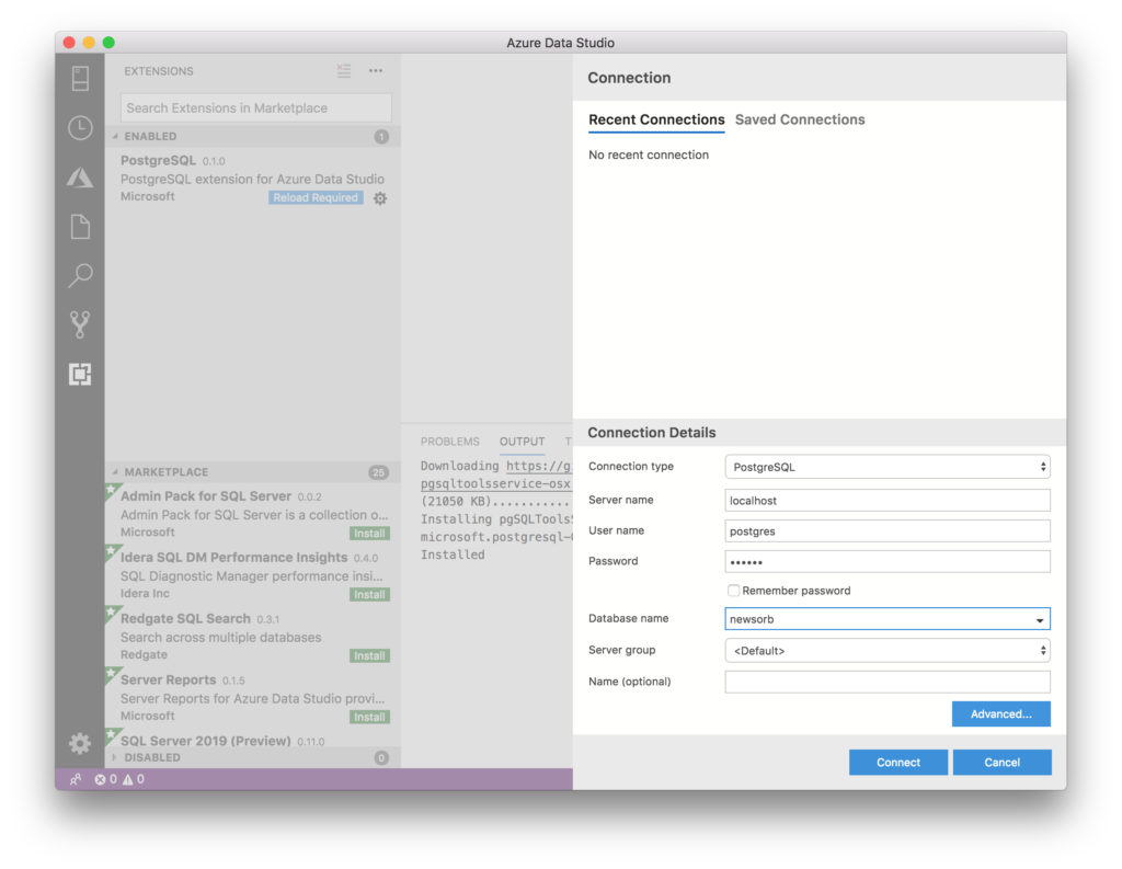 Postgres default password. Azure data Studio. Azure ml Studio. Microsoft Azure data Studio. Azure data Studio POSTGRESQL.